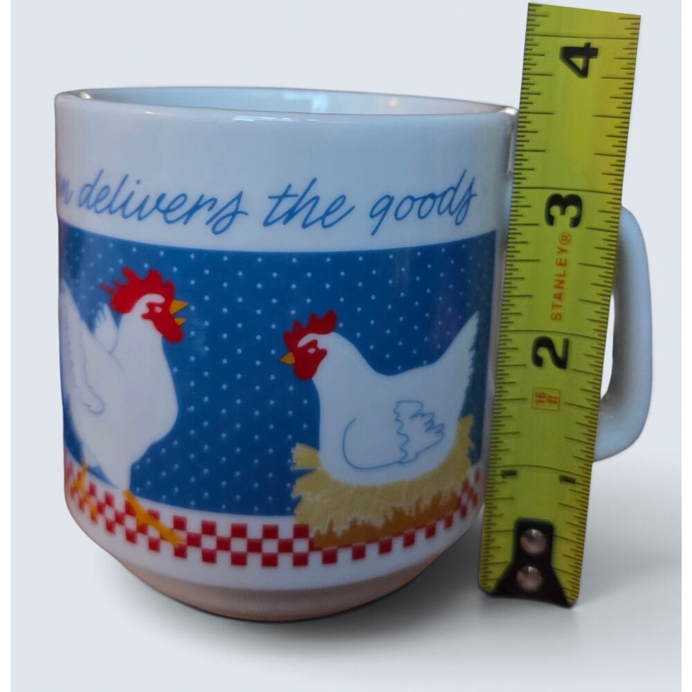 Vintage 1985 The Rooster May Crow But the Hen Delivers Mug By Current - Japan - Picture 7 of 9